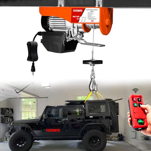 Remote Control Pulley System YATOINTO Electric Hoist, 110V Wireless Remote Control, 1320LBS Capacity ...