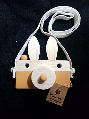 websunday Ahşap Dekoratif Oyuncak Tavşan Fotoğraf Makinesi, Askılı Sevimli Oyuncak, Duyusal Oyuncak, Eğitici Oyuncak, Hayvan Oyuncakları, 1 +2 +3 Yaş Kız Erkek Bebek Çocuk Hediyelik Oyuncak. (Hardal) - Görsel 3