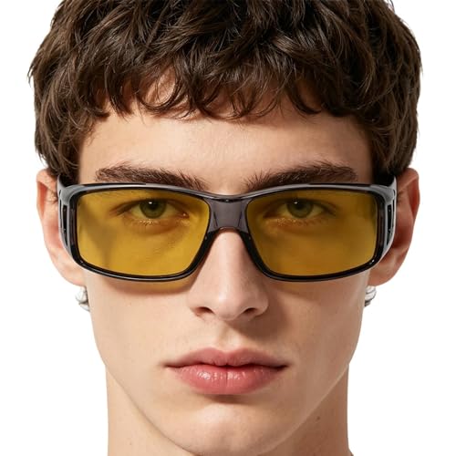 Gafas de visión nocturna, lentes ajustables UV – Gafas transparentes nocturnas | para adultos conductores de camiones, pesca, camping, correr, deportes, ciclismo, equitación, motocicleta, senderismo