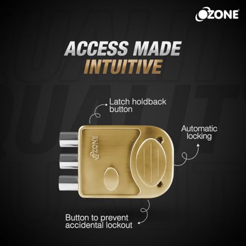 Image of Ozone Tri Bolt Night Latch for Inside and Outside-Opening Doors | Door Thickness: 30-70 mm | (Antique Brass Finish)