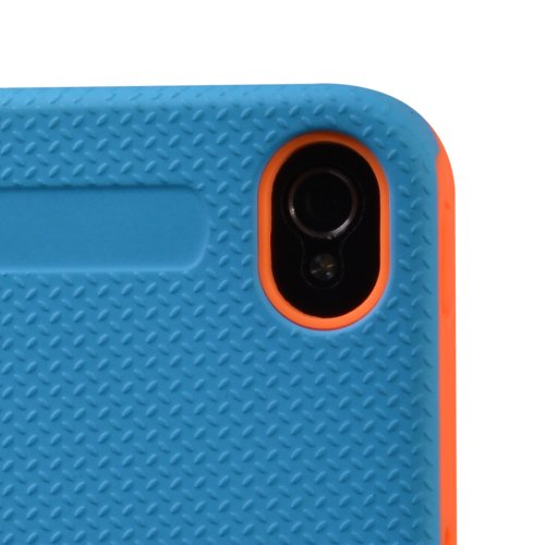 Megix Technology Double Layer Armor Series Protection Case With Screen Protector For Iphone 4/4S - Retail Packaging - Blue/Orange #TOP5