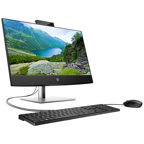 Image of HP ProOne 24 inch All-in-One Desktop Computer, FHD IPS Display, 6-core Intel Core i5-12500 Processor, 16GB RAM, 1TB SSD, Webcam, USB-C, DisplayPort + HDMI, Wired KB&Mouse, Windows 11 Pro