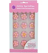 Sentovac 12 Pcs Pink Flowers Icing Decoration Edible Candy Dessert Valentine Sprinkles DIY For Co...