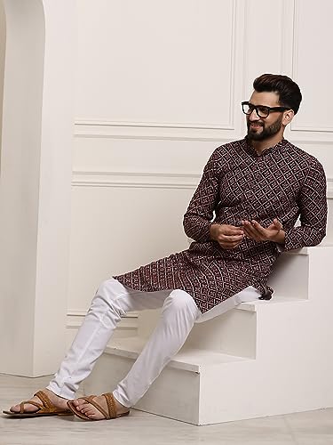 Image of SOJANYA (Since 1958 Men's Cotton Print Kurta & Churidar Pyjama Set