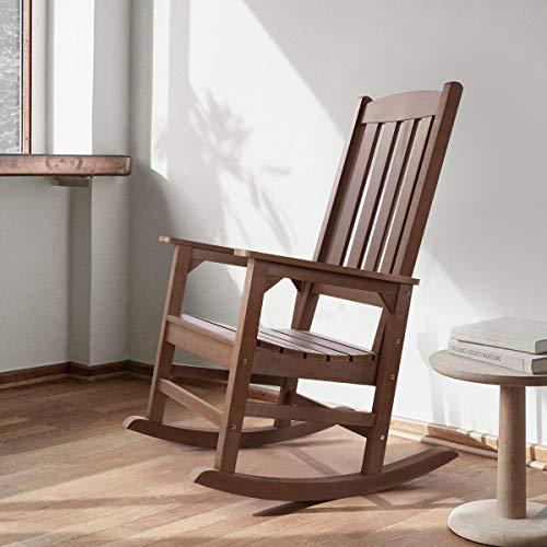 Outdoor Rocking Chair, REYLEO Presidential Rocking Chair Supports up to 350 lbs, All-Weather Polystyrene Rocker, Oversized Porch Rocking Chair, for Garden, Balcony, Backyard and Patio - Thumbnail 7