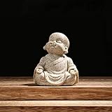 Carefree Fish Buddha Statue Minimalist Sandstone Buda Ornament Monk Figurine Zen Decor Bring Home a Ray of Sunshine