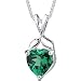 Simulated Emerald Heart Shape Pendant Sterling Silver 3.00 Carats