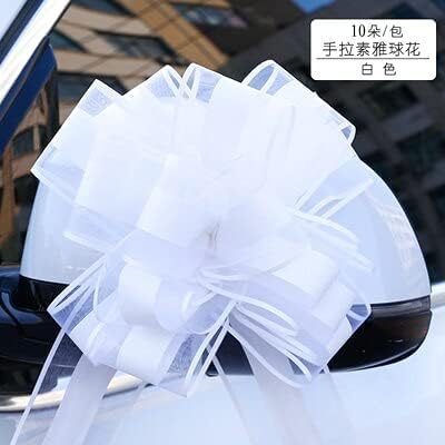 30pcs White/Silver/Pink Extra Large Snow Yarn Pull Bow Ribbon for Gift Packing Party Festive Wedding Car Door Handle Decoration (White)