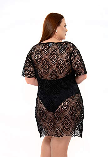 Saída de Praia Plus Size Renda Preta Faby-52