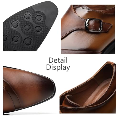 SANNAX Monk Strap Men’s Dress Loafer Shoes Plain Toe Classic Oxfords Shoes for Formal Business Wedding2