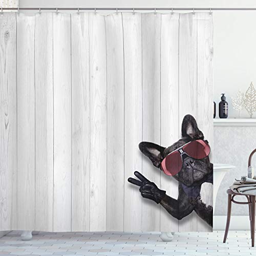 Ambesonne Animal Shower Curtain, Cool Husky Dog...