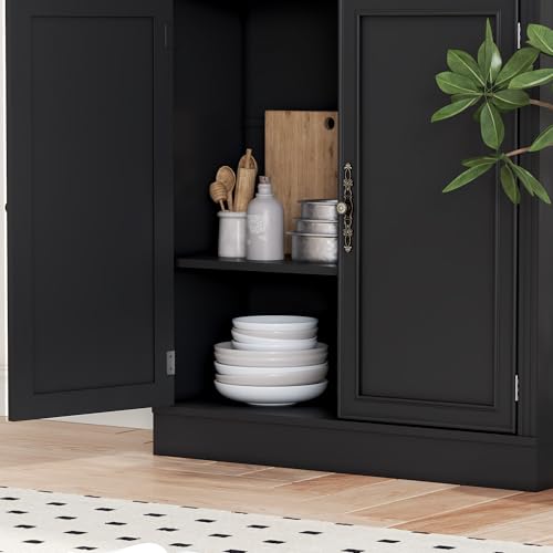 Image of BORNOON 70.1 inch Tall Bookshelf with Cabinet, 5-Tier Floor Standing Bookcase with Doors & Adjustable Shelves, 31.5 inch Wide Storage Shelf, Metal Handles, Modern Organizer for Home Office, Living Room