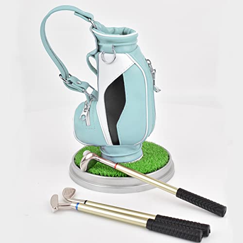 Leather Golf Pen Holder With Three Golf Club Pen For Writing, Suitable For Desk Decoration, Golf Cake Decoration, Unique Gift For Men Boss Dad Golfer Colleagues, Interesting And Novel Birthday Gift #TOP4