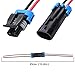 YUNPICAR 2 Pin Waterproof Electrical Connector Plug with 16 AWG Wire Harness Connectors for Car Truck Boat Etc,2 Pack