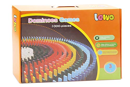 Lewo LE028 1000 Pcs Dominoes Set For Kids Wooden Building Blocks Bulk Dominoes Racing Tile Games thumb #6
