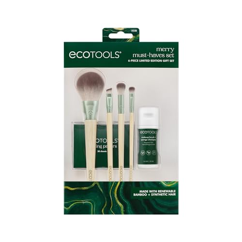 EcoTools Limited Edition Merry Must-Haves Kit, Face & Eyeshadow Makeup Brushes, Brush Shampoo & Cleanser - Image 2