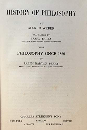 History of Philosophy, By Alfred Weber ... Auth... B000MJQOU4 Book Cover