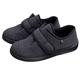 Unisex Zapatillas Diabéticos Ancho Especial Hombre Mujer Cálidas Cómodas Zapatos de Casa Suaves para Pies Hinchados Sensible (Negro, L, Adulto, 38, Números, Sistema tallas calzado EU, X-Ancho)