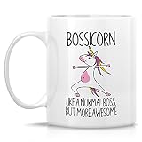Retreez Funny Mug - Bossicorn Boss Unicorn 11 Oz Ceramic Coffee Mugs - Funny, Sarcasm, Motivational, Inspirational Thank You birthday gifts for him her manager friend coworker employer dad mom sis bro