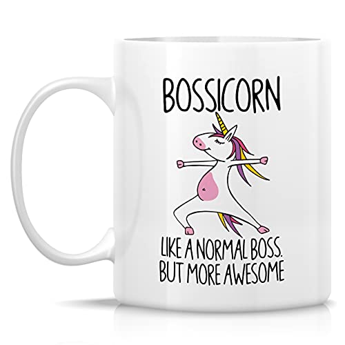 Retreez Funny Mug - Bossicorn Boss Unicorn 11 Oz Ceramic Coffee Mugs - Funny, Sarcasm, Motivational, Inspirational Thank You birthday gifts for him her manager friend coworker employer dad mom sis bro
