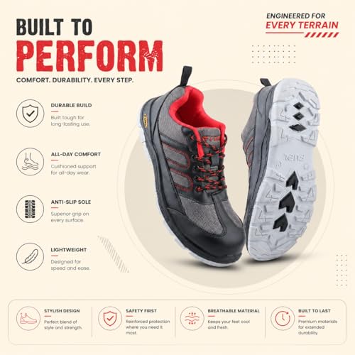Image of FUEL Armour 4 DD ISI Marked Synthetic Fabric Breathable Safety Shoes for Men's Steel Toe Cap with Double Density Rubberized PVC Sole (140 J)