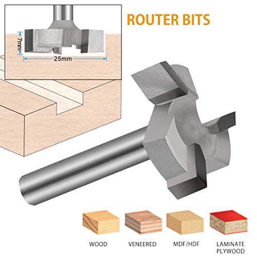 CNC Spoilboard Surfacing Router Bit 1/4 Inch Shank Durable Carbide Tipped by SILIVN - 1 Pack