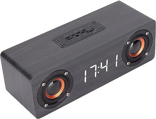 CcacHe Speaker, Home MDFHD Microphone Clock Radio Artificial Wood Speaker;