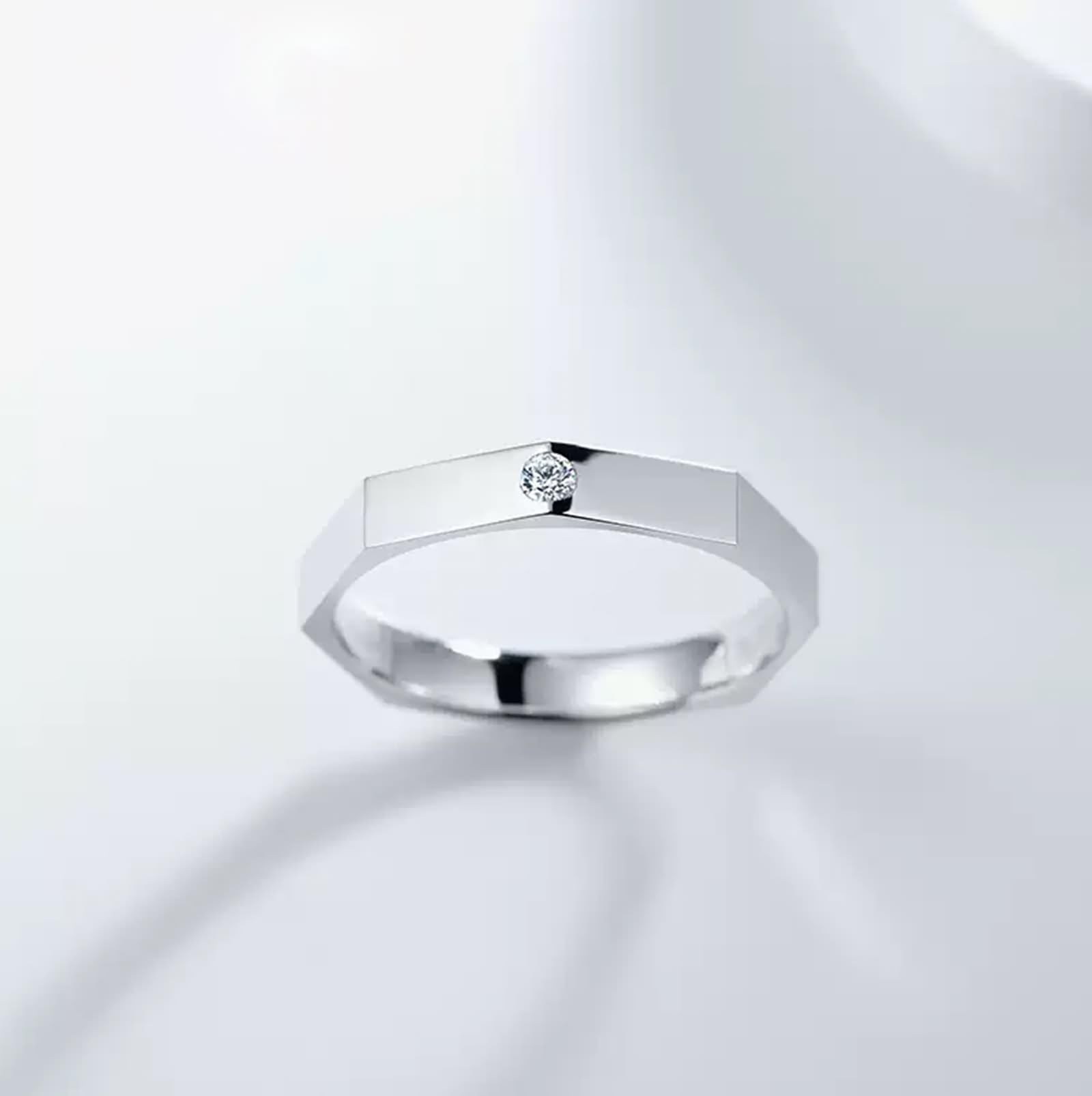 Anillo de compromiso para novio, anillo meñique para hombre, plata con diamante de 0,05 quilates Pt950 y oro blanco de 9 quilates, 14 quilates y 18 quilates