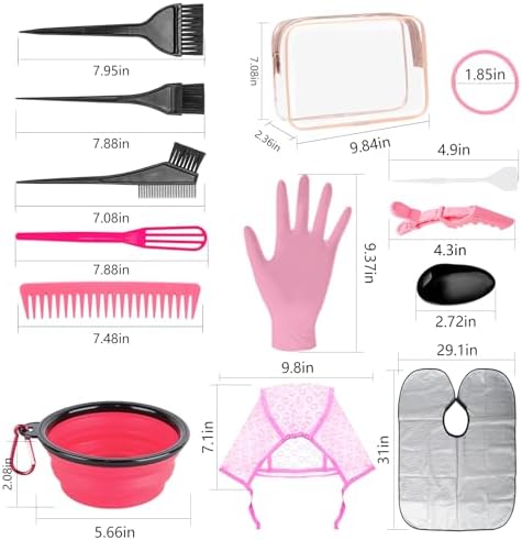 32 Pcs Hair Dye Coloring Kit,Hair Dye Tools for DIY — packaging and what arrives in the box