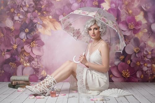 Fondo Fotográfico Kate Floral Morado 7x5ft miniatura 2