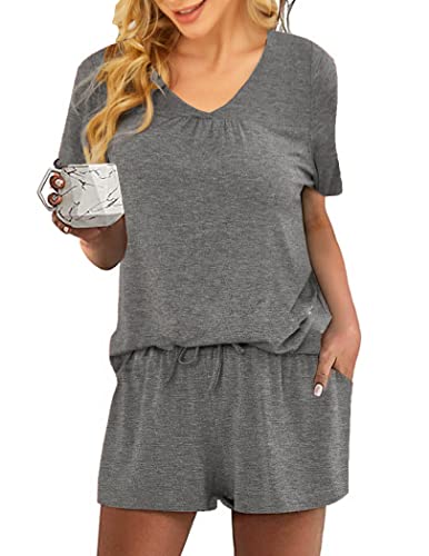 Avidlove Women's Shorts Pajama Set Short Sleeve Sleepwear Nightwear Pjs S-Xxl,Grey,Large #TOP6