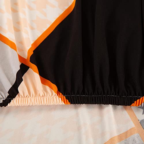 Hotniu 2 Pieces Stretch L-Shaped Sofa Cover Sectional Sofa Slipcovers Corner Couch Cover Elastic Sofa Protector With 2 Pillow Covers (L-Shape 2+2,Orange Geometry) #TOP3