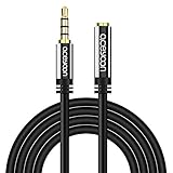 aceyoon Alargador Jack 3.5 Macho Hembra Jack 5m Cable Audio con Microfono Alargador Auriculares 4 Pines Extensión Cable para Auriculares, Móvil, MP4, Tablet, Altavoz, Audio Coche, Ordenadores (5m)