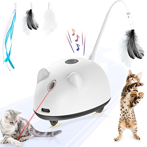 Cat Toys, Interactive Cat Toys for Indoor Cats, Self Rotating Auto Moving Automated Cat Light Toy with Light and Feathers,USB Rechargeable Robotic Cat Moving Toys Pet Exercise Toys Kitten Toys Cover