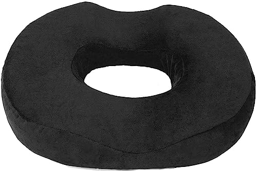 Donut Pillow Seat Cushion Orthopaedic Design Tailbone & Coccyx Memory Foam Pain Relief for Hemorrhoid, Pregnancy Post Natal, Surgery, Sciatica and Relieves Tailbone Pressure (Black)