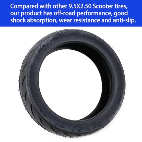 2-pack 9.5 x 2.50 Off-Road Tubeless Tire 9.5 Inch with Inflatable Valve Front/Rear Wheel Replacement, Non-Slip, Shockproof Scooter Wheel for NIU KQi3/Pro/Max Electric Scooter Wheel