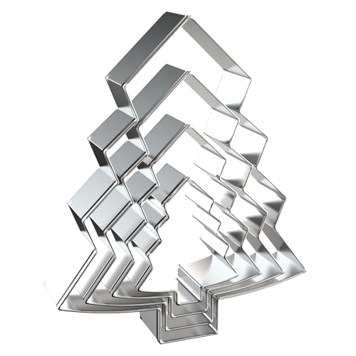 Christmas Tree Cookie Cutter Set - 5 Inch, 4 Inch, 3 Inch, 2 Inch - 4 Piece Christmas Cookie Cutters Shapes Molds - Stainless Steel