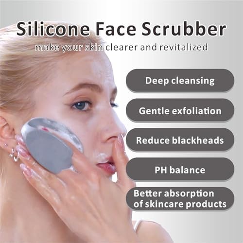 Silicone Facial Cleansing Brush Exfoliating Massager, Blackhead Removal, Pore Cleansing, Ideal for Women Men All Skin Types, Skin Care, 2 Pieces (Grey + White)