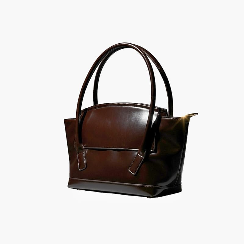 Classic Leather Tote Handbag, Professional Business Shoulder Bag with Double Handle, Premium Structured Design