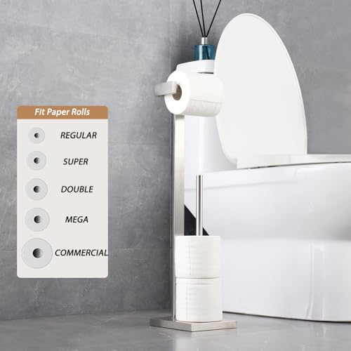 GERZWY Bathroom Free Standing Toilet Paper Holder Toilet Roll Holder for Bath SUS 304 Stainless Steel, Brushed Finish DZY005-LS by GERZWY - Used condition - Image 3