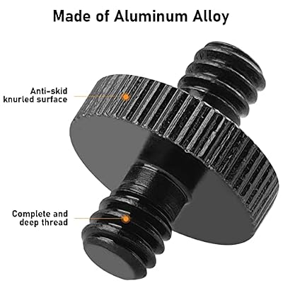 1/4 Male to 1/4 Male Threaded Tripod Screw Adapter Double Head Stud Standard Mounting Thread Converter for Camera Cage Mount Light Stand Monopo Shoulder Rig Tripod Black-2 Packs