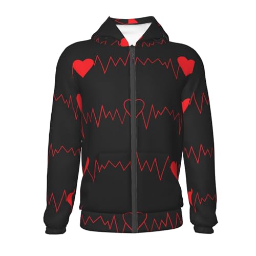Cardiogram and Heart Kid Hoodies Boys Zip Up Sweatshirts Girls Pullover with Pocket2