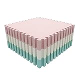 Amazon Brand - Umi Tapis de sol en mousse souple à emboîtement Tapis d'exercice Tapis de sol pour salle de sport Protection de surface pour salle de sport garage Laiteux Azur Sakura 18 pièces