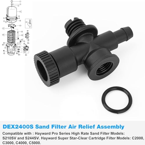 Swimables DEX2400S Filter Air Gauge Relief and Adapter Assembly Replacement for Hayward DEX2400S - Designed to fit smoothly onto Hayward ProGrid DE Filter - Air Relief Valve for DE Filter