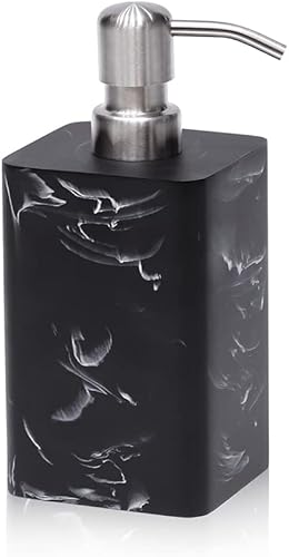 Dispensador de jabón, 15 onzas con bomba de níquel cepillado, dispensador de jabón decorativo cuadrado líquido recargable para jabón de manos,