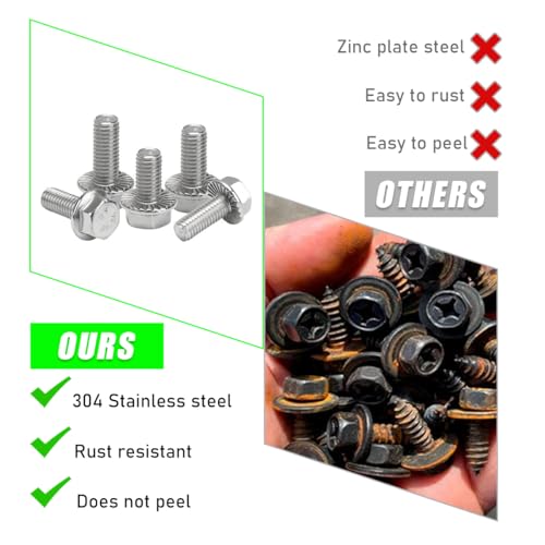 Image of KVAEY 4 PCS Car Top Front Skid Plate Bolts, 304 Stainless Steel 12mm Hex Head Flanged Hexagon Screws, Bolts Compatible with 4Runner Land Cruiser Sequoia Tacoma, Car Accessories (8 PCS)