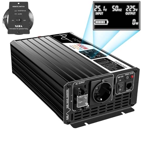 Onduleur Solaire Pure Sinus 1500W convertisseur 12V 230V avec télécommande filaire