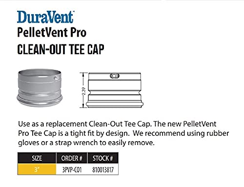 Duravent 3Pvl-Co Pelletvent Clean-Out Tee Cap Replacement, Stainless Steel, 3" Inner Diameter #TOP1