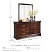 Signature Design by Ashley Alisdair Traditional 6-Drawer Dresser and Mirror with Safety Stop, Dark Brown