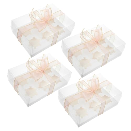ABOOFAN 4pcs Clear Cupcake Boxes Bakery Carrier for Treats Muffins Donuts Sturdy Easy to Assemble Dessert Containers for Presentations Safe Material for Lasting Use